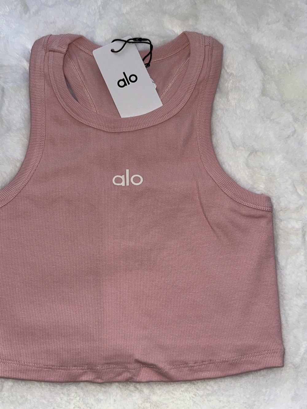 ALO Yoga Women’s Dusty Pink Ribbed Cropped Tank